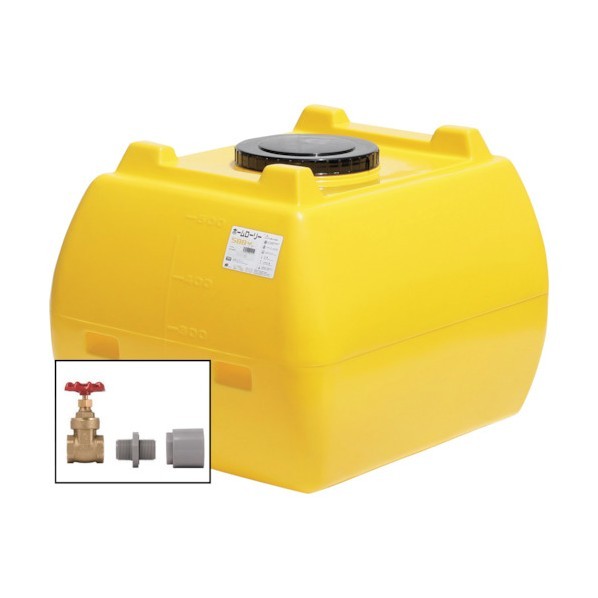 ※法人専用品※スイコー ホームローリータンク500(フタ含む)ドレンバルブセット(25A)付 檸檬 HLT-500+VALVE-SET25A 1点