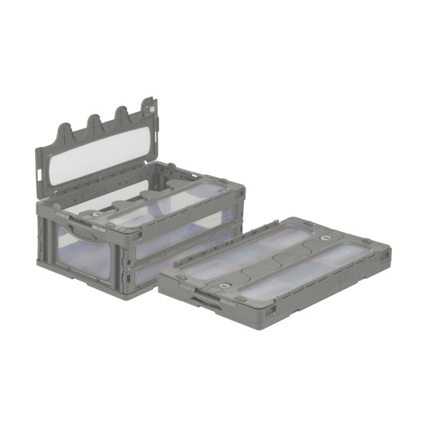 ※法人専用品※サンコー フタ一体型折りたたみ入れもの 559080 マドコンCー55B薄墨色 SKO-C-55B-GLL 1点