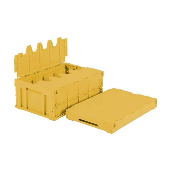 ※法人専用品※サンコー フタ一体型折りたたみ入れもの 555380 サンクレットオリコン55B(根もと嵌合盛り上がり有) SKSO-55B-YE 1点