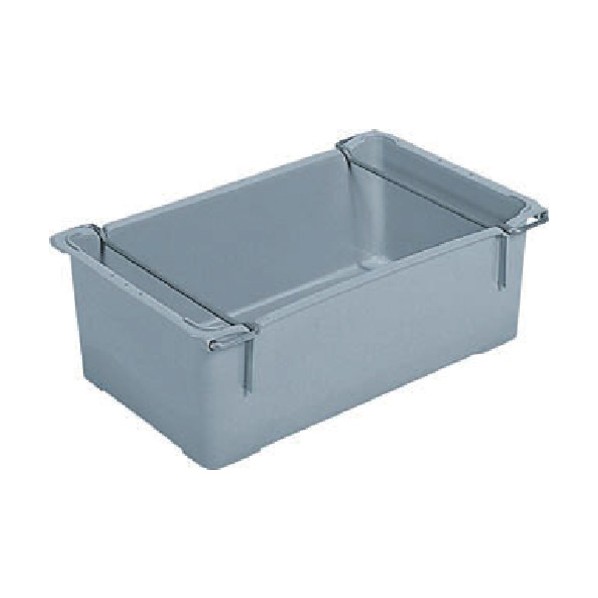※法人専用品※サンコー 水産業界向けネスティングコンテナー 203901 大型トロ函(ステンレスハンドル付) ライトグレー 203901GLL02 1点