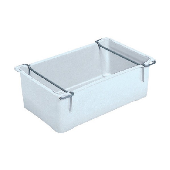 ※法人専用品※サンコー 水産業界向けネスティングコンテナー 203901 大型トロ函(ステンレスハンドル付)乳白色 203901WHNA02 1点｜DIY FACTORY ONLINE SHOP