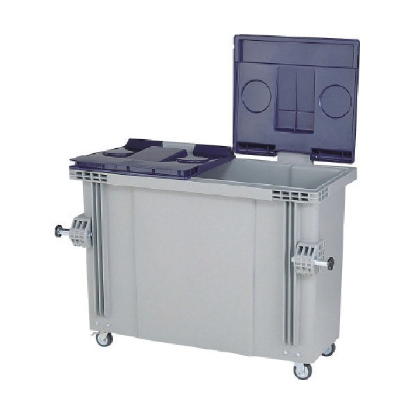 ※法人専用品※サンコー 大型反転式コンテナー(ごみ箱) 664000 SCB700ライトグレー/ブルー SCB-700-GL/BL 1点｜DIY FACTORY ONLINE SHOP