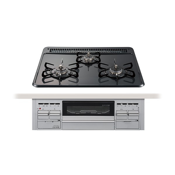 タカラスタンダード ■プロパンガス ホーロートッププレート(3口コンロ･片面焼きグリル) 幅60cm シルバー TN36AV60 1点