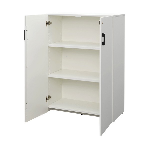 プラン木製シェルフ W800×H1141 ホワイトxホワイト 扉付き RFPS-8011WH-KD