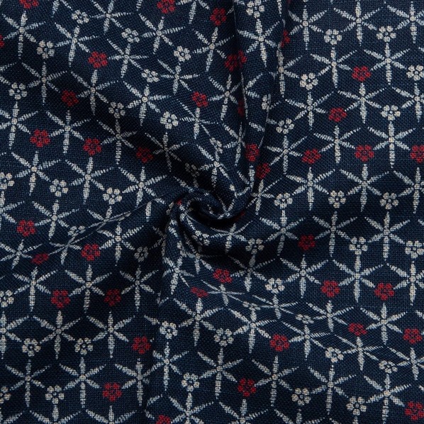 日本紐釦貿易 和風モダン柄生地 巾110cm×4m切売カット 花菱柄 KP7090-52-4M 4m
