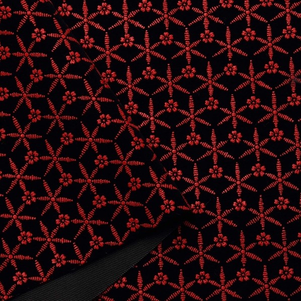 日本紐釦営利主義 印伝練りあわせる皮スエードクロスなめし革出どころ 巾92cm×5m切売撥ねのける 麻柄 赤 KP4080-16D-5M 5m