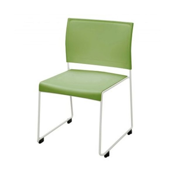 ※法人専用品※アール・エフ・ヤマカワ ループ脚チェア BONUM グリーン グリーン、ホワイト(脚) BONUM-GREEN 1台|DIY FACTORY ONLINE SHOP