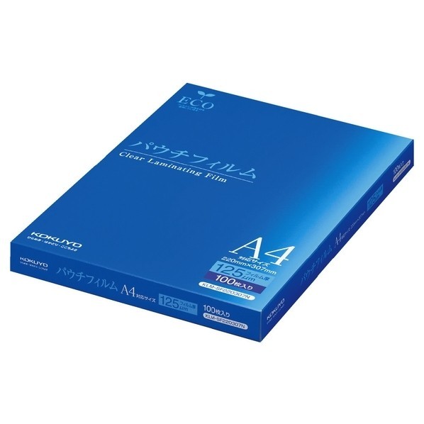パウチフィルム(125μm)A4サイズ用220X307mm100枚 W220 D307 H1 KLM-SF220307N 1個