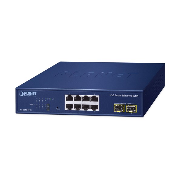 8界面1000T ＋ 2界面1000X SFP Webスマートイーサネットスイッチ GS-2210-8T2S