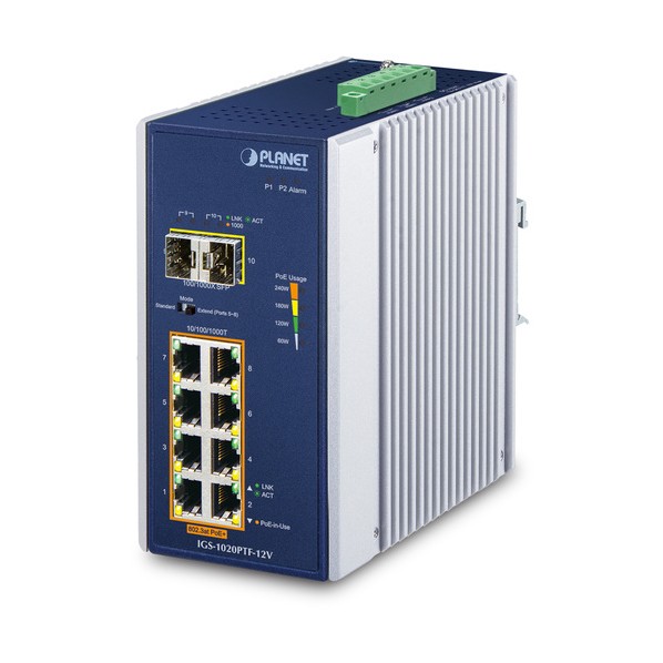 工業用PoE＋ギガビットイーサネットスイッチSFP界面付 IGS-1020PTF-12V