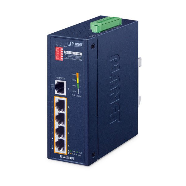 工業用PoE＋ファストイーサネットスイッチ ISW-504PT
