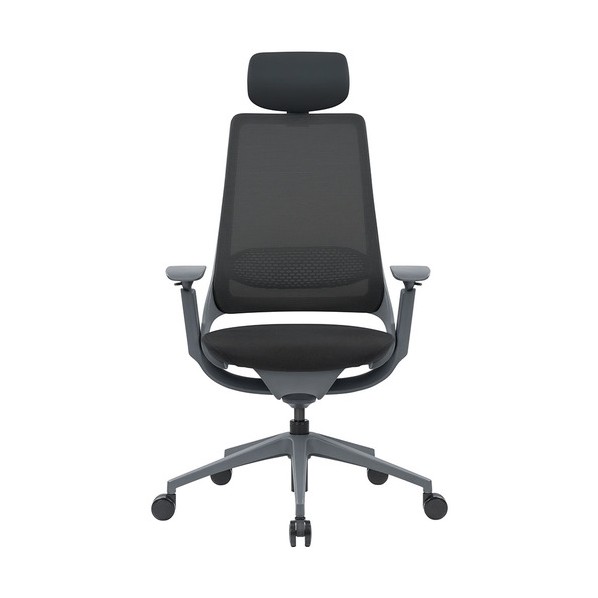 ハグ チェア 可動肘ランバー ヘッドレスト付き ブラック グレーフレーム ブラック RFHUC-001BK-GF-HR
