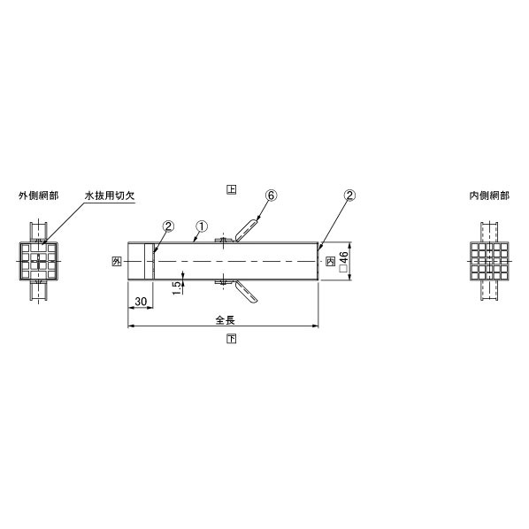 ステンレス製角型オーバーフロー管 バルコニー用 SOFK46-4 L\u003d180 1個