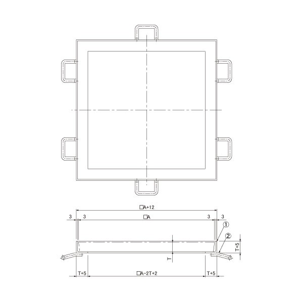 鋳鉄製･ダクタイル鋳鉄製 格子蓋 DG･DG-D用四方受枠のみ ます穴600厚さ20用 DW65-20 1個
