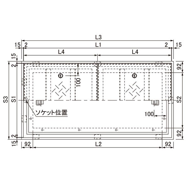 大口径マシンハッチ スチール縞鋼板蓋 二重蓋 密閉型 歩道用 BH-CSW 750×1350 1個