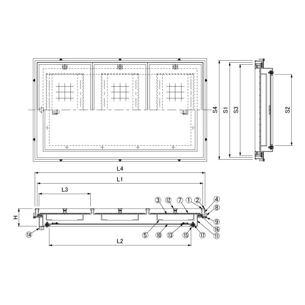 大口径マシンハッチ モルタル充填用 密閉型 ステンレス目地 二重蓋 T-14用 BH-8SW-14 800×2000 1台|DIY FACTORY ONLINE SHOP
