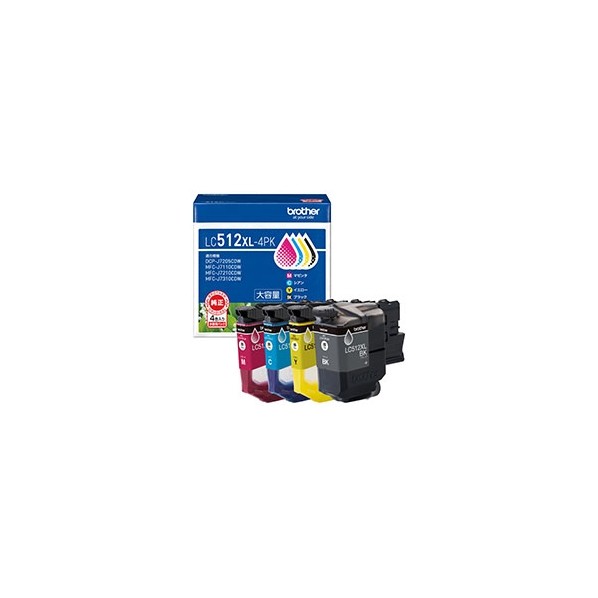 ブラザー販売 インキ薬莢 LC512-4PK 4色容器に並べる LC512XL-4PK 4個