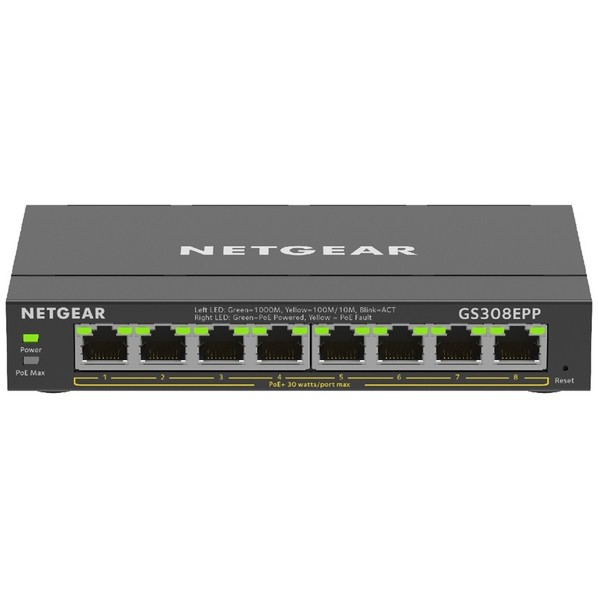 Netgear SOHO/家庭向けPoE+対応 (123W) ギガビット8ポートアンマネージプラススイッチ H27xW158xD101mm GS308EPP-100JPS 1点|DIY FACTORY ONLINE SHOP