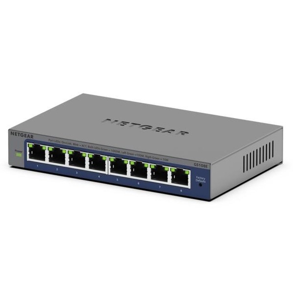 Netgear ギガ8界面 アンマネージプラス･取り替えっこ H29xW158xD101粍 薄墨色 GS108E-400JPS 1点
