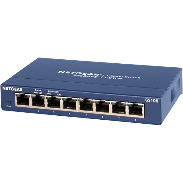 Netgear GS108 ギガ8界面 アンマネージ･取り替えっこ H27xW158xD101粍 青碧 GS108-400JPS 1点