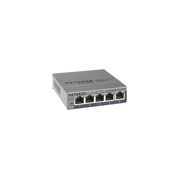 Netgear GS105E 日本語グラフィカルユーザーインターフェイス ギガ5界面 アンマネージプラス H26xW94xD100粍 しろがね色 GS105E-200JPS 1点