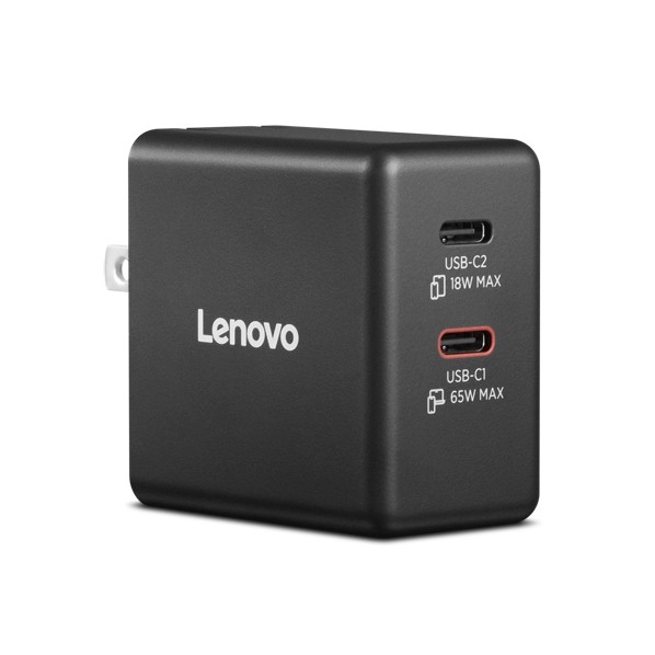Lenovo 65W デュアルUSB Type-C GaN ACアダプタ 40AW065BUS 1点