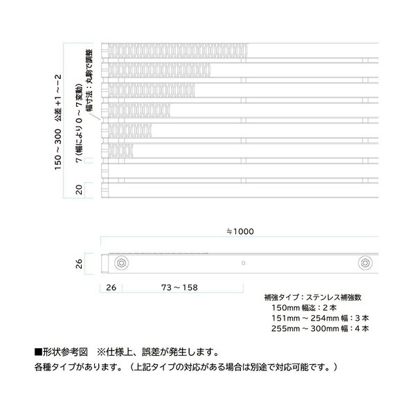 ※法人専用品※ミヅシマ工業 樹脂グレーチング フリハードルST-2-GM補強タイプ #250 4312540 1M|DIY FACTORY ONLINE SHOP