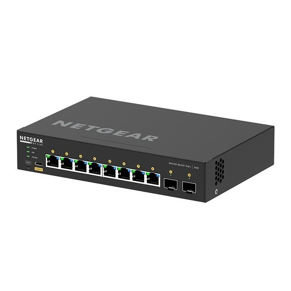 Netgear ProAV向けPoE+対応(220W) 1Gポート&times;8 SFP+スロット&times;2 フルマネージスイッチ H40xW210xD140mm 黒 GSM4210PX-100JPS 1点｜DIY FACTORY ONLINE SHOP 113,587円
