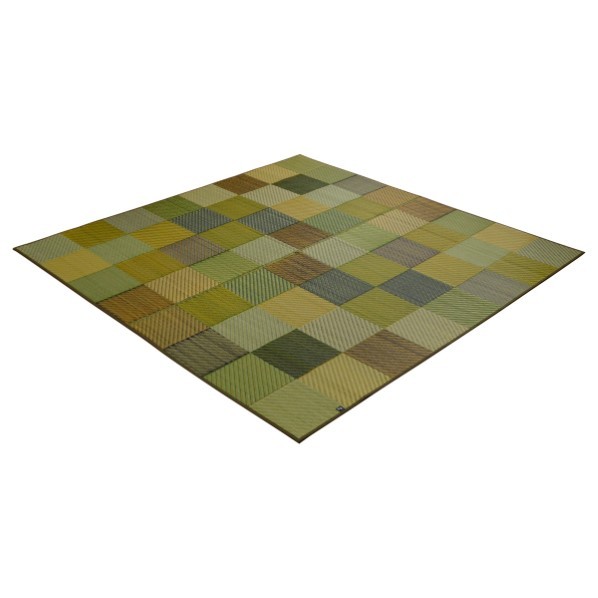 アズワン ラグ い草 自然素材 『DXカラフルブロック』 約191×250cm 1050140123904 191×250cm グリーンモダン 64-9108-89 1点