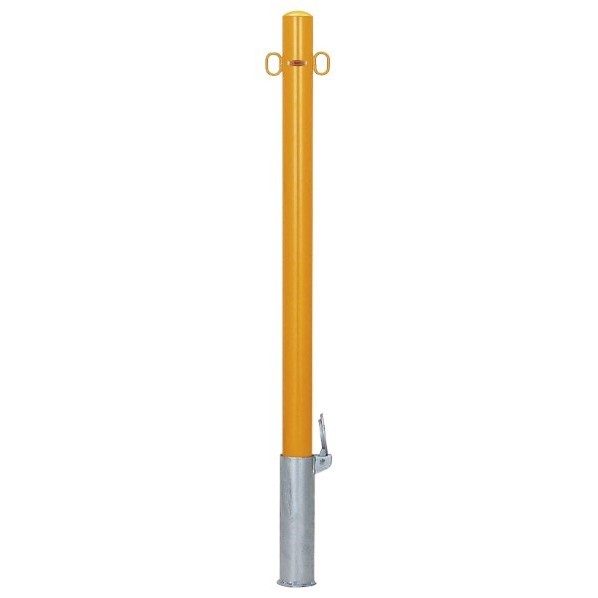 帝金 帝金バリカー ピラー型 φ60.5 スチール製 脱着式フタ付 両フック φ60.5×H85 黄色 52-P　両フック 1組