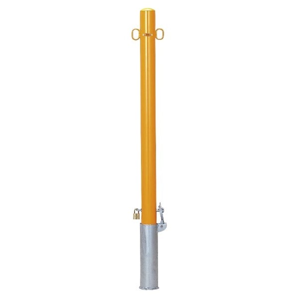 帝金 帝金バリカー ピラー型 φ60.5 スチール製 脱着式鍵付 両フック φ60.5×H85 黄色 52-PK　両フック 1組