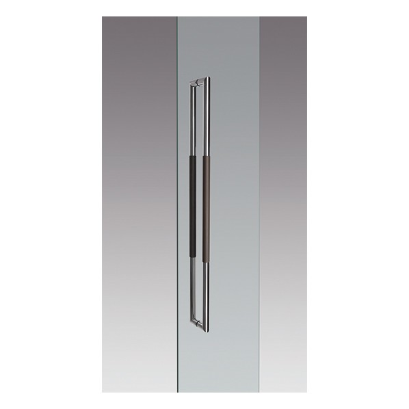 ドアプルハンドル 鏡面＋ダークブラウンレザー DA-141-P8-0900 1個