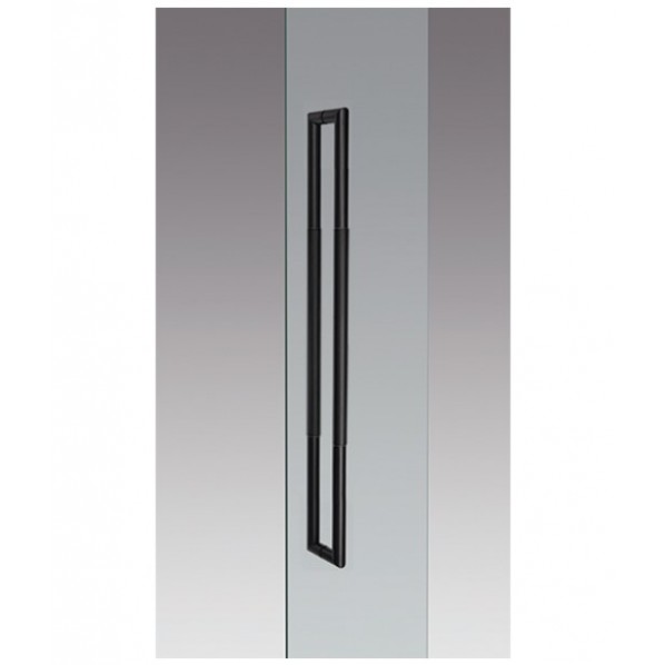 ドアプルハンドル ブラストブラック＋ブラックレザー DA-141-K7-1200 1個｜DIY FACTORY ONLINE SHOP