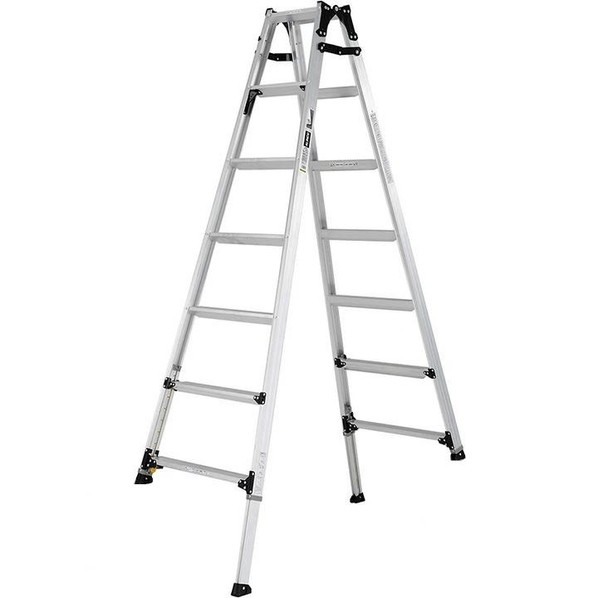 ※法人専用品※アルインコ 伸縮脚立(足つき幅ひろい)210糎 天板高さ1.88-2.18m PRW210FX 1点