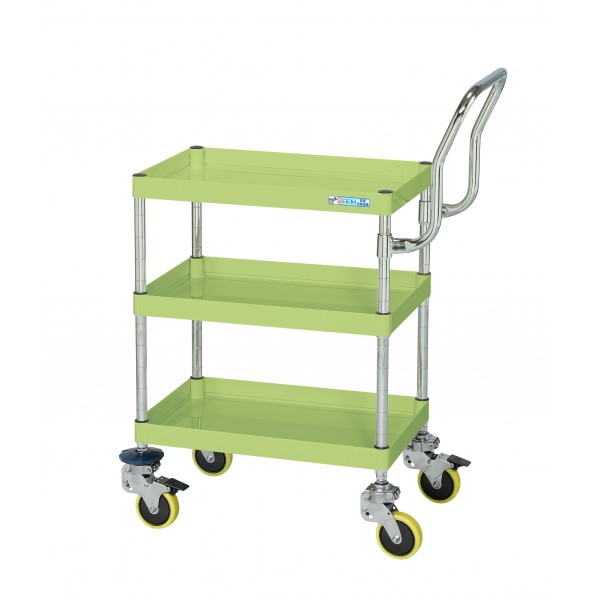 サカエCSパール手押し車(中量印字機/帯電押しとどめるウレタン車/H925/3段/振りまわす採り入れるキャスター付）CSP-6083HTSDBP
