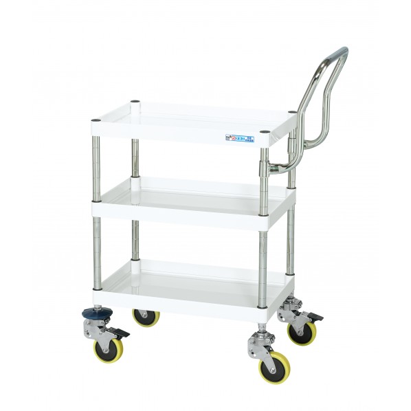 サカエCSパールワゴン(中量タイプ/帯電防止ウレタン車/H925/3段/振動吸収キャスター付)CSP-7583HTSDBPW|DIY FACTORY ONLINE SHOP