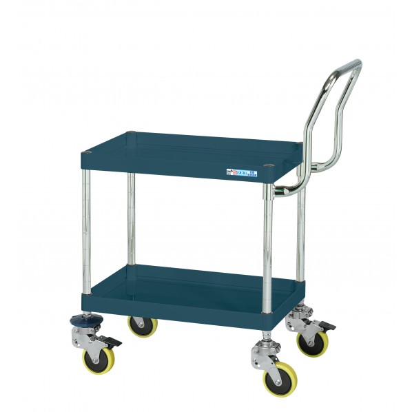 サカエCSパールワゴン(中量タイプ/帯電防止ウレタン車/H645/2段/振動吸収キャスター付）CSP-6062HTSDBPD｜DIY FACTORY ONLINE SHOP