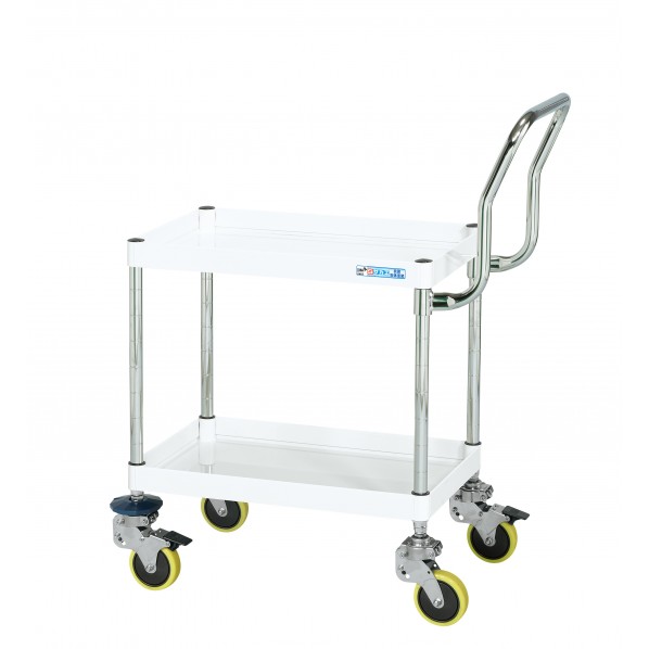 サカエCSパールワゴン(中量タイプ/帯電防止ウレタン車/H645/2段/振動吸収キャスター付）CSP-7562HTSDBPW