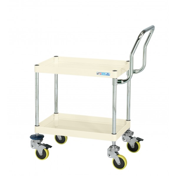 サカエCSパールワゴン(中量タイプ/帯電防止ウレタン車/H645/2段/振動吸収キャスター付）CSP-7562HTSDBPI｜DIY FACTORY ONLINE SHOP
