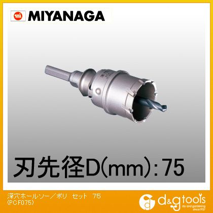 ミヤナガ 深穴ホールソー/ポリクリックシリーズセット 75mm PCF075 1