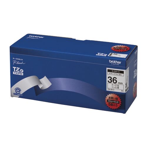 茶飲み友だち ピータッチテープ36粍(5個入) 白 黒文字 TZE-261V