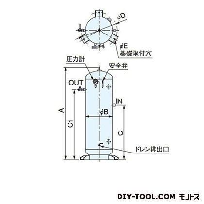 明治機械製造所 空気の状態貯蔵タンク 高さ:1464粍 ST160A-100