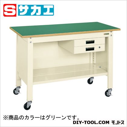 サカエ一人用御役目台CP印字機(収納家具付)W1200×D600×H740粍緑であることCP126B
