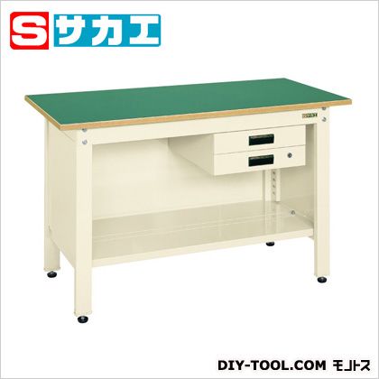 サカエ一人用御役目台CP印字機(収納家具付)W1200×D600×H740粍色つや:象牙色 天板色つや:緑であることCP126BI