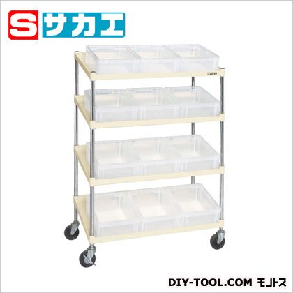 サカエボックスワゴン(ボックス席9BTM付)象牙色PIR04DI 収納・保管用品-DIY・工具