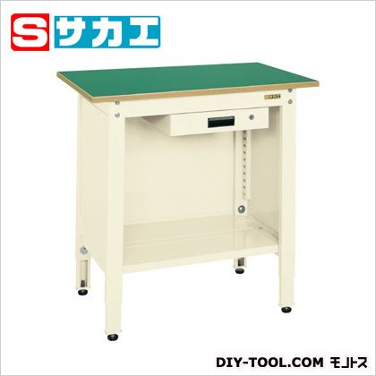 サカエ一人用作業台(高さ調整タイプ)カラー:アイボリー、天板カラー:グリーンTCP096AI