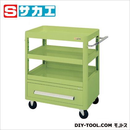 サカエエースワゴン 天然ゴム車 天板皿型W750×D500×H880粍サカエ緑であることA-21B