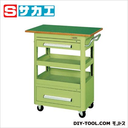 サカエエースワゴン ゴム車 天板付W750×D500×H900mmサカエグリーンA-36AT|DIY FACTORY ONLINE SHOP