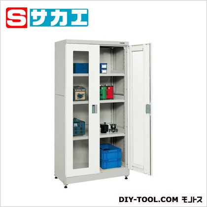 サカエキャビネット保管システム ボールスライドレール仕様 透明窓(塩ビ)付扉W877×D500×H1840mmグレーB-18AAGY
