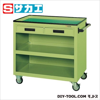 サカエパネルワゴン(天然ゴム車･抽き出し付)緑であることPGW5C